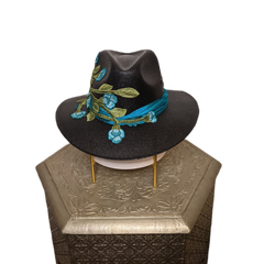 Sun hat - embroidered rebozo #47
