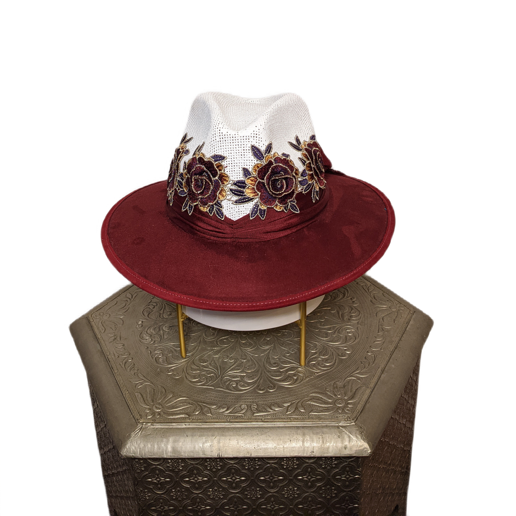 Sun hat - embroidered rebozo #32