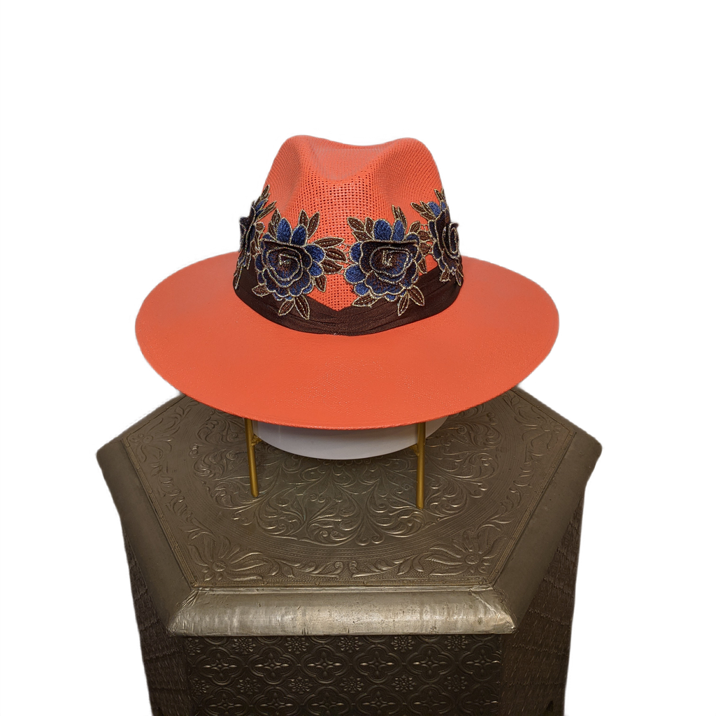 Sun hat - embroidered rebozo #23